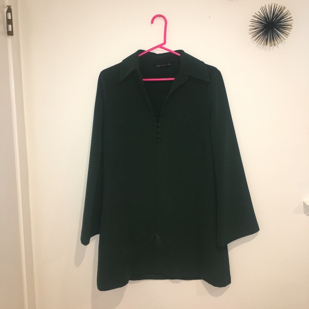 Zara - Forest Green Collared Mini Dress